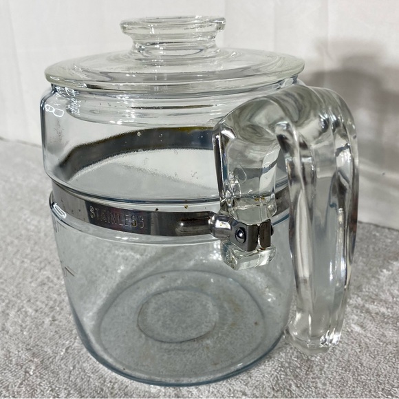 Vintage Pyrex Flameware Glass Coffee Percolator Stovetop Coffee Pot - Picture 4 of 14